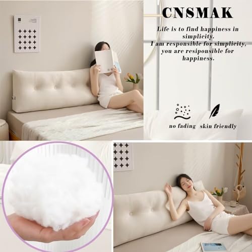 Headboard Pillow Wedge Pillow Long Backrest Positioning Support for Daybed sofa bed Backrest Pillow with Side Pockets Velvet Plush Backrest Positioning Support Full Size