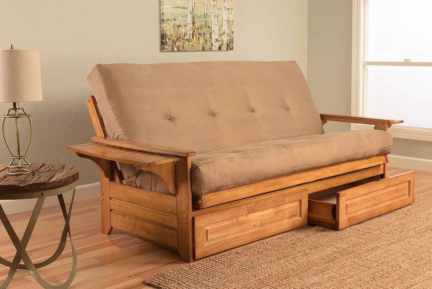 Lakeshore Complete Futon - Drawers, Frame and Mattress Set - Arm Tray 8