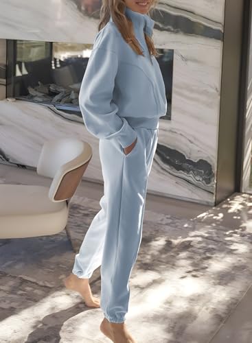 Herseas Women 2 Piece Outfits Sweatsuit Sweatshirt Sweatpants Tracksuit Sweat Lounge Matching Set 2024 Fall Trendy