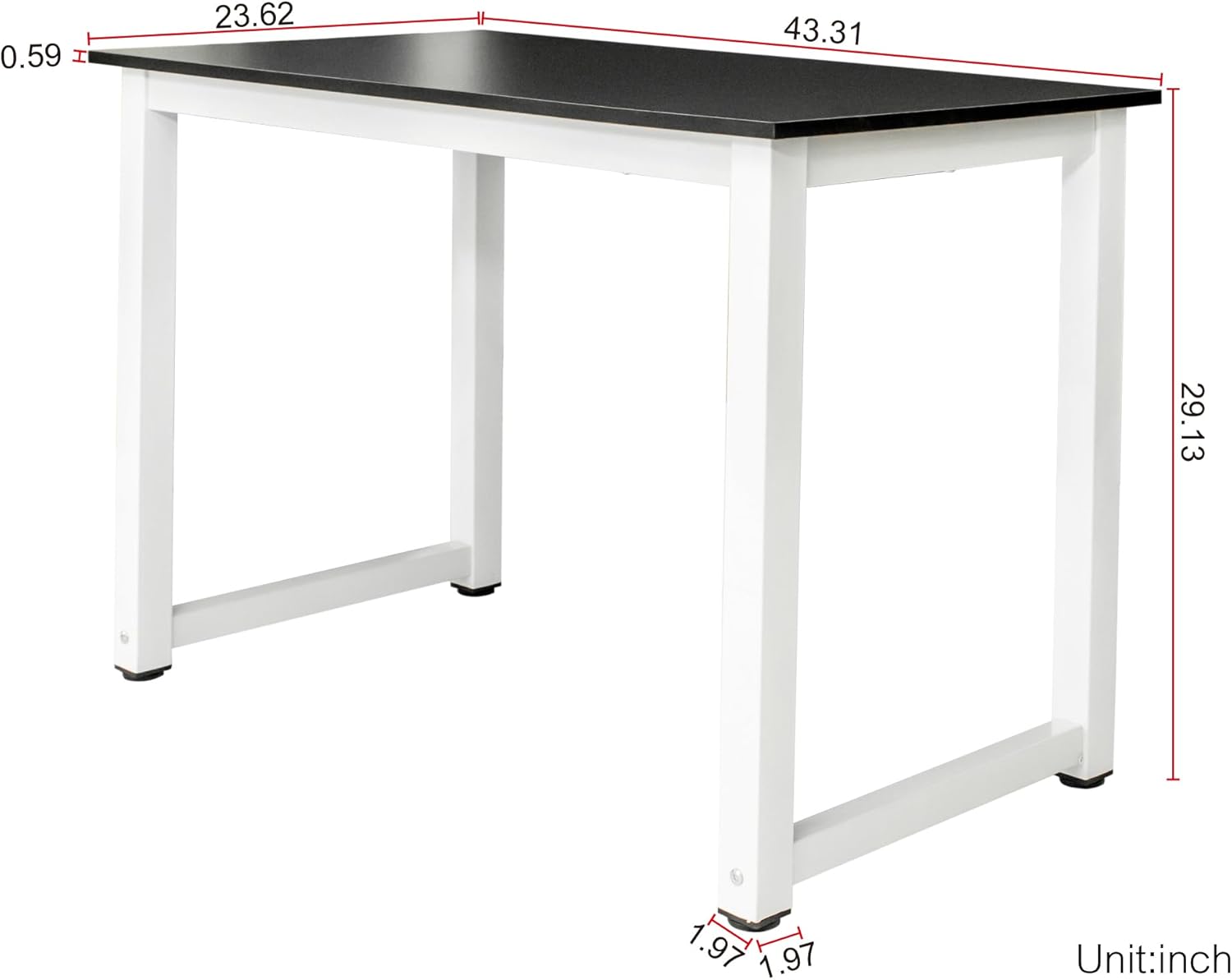 43.3 Inch Gaming Desk, Computer Corner Desk, Home Office Writing Desk, Space-Saving Workstation Table, Modern Simple Wooden Desk, 43