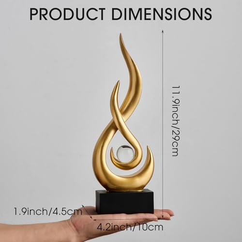 FJS White Decor Modern Flame Statue Decorations for Living Room, Resin Shelf Decor Accents, Abstract Art Sculptures Home Decor for Shelves Dining Room Office Coffee Table Centerpiece