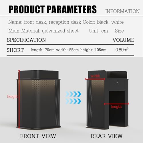 Modern Reception Desk, Office Front Desk, Reception Desk with Counter, Small Reception Desk,with Cabinet for Salon Spa, Reception Counter Suitable for Shops and Businesses (W)