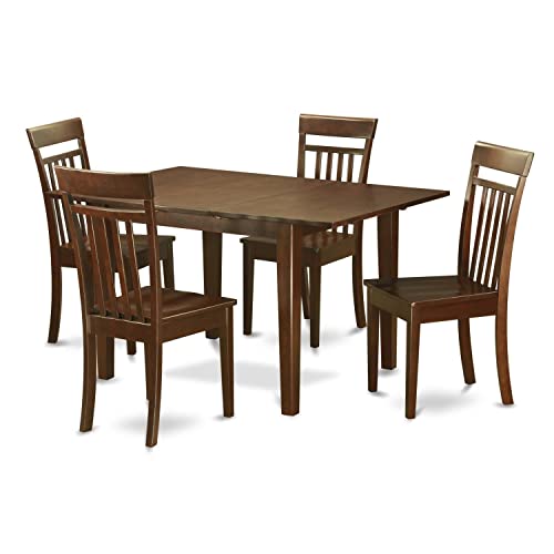 East West Furniture PSCA7-MAH-LC 7 Piece Modern Set Consist of a Rectangle Wooden Table with Butterfly Leaf and 6 Faux Leather Dining Room Chairs, 32x60 Inch
