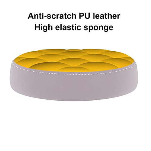 Round Rolling Stool Beauty Stools Chair Adjustable Height Chrome Steel Bar Stool Round Cushion, Salon Rolling Stool Swivel Chair On 5 Wheels, PU Leather Counter Stools Shop Work Stool with