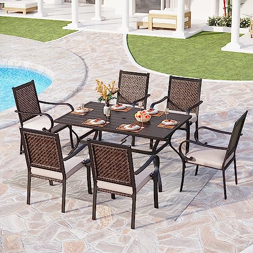 PHI VILLA Outdoor Rattan Dining Chairs Set of 2 Pieces Wicker Swivel Dining Chairs with Cushion for Outside Heavy Duty Wicker Patio Furniture Sets Bistro Chairs for Garden,Backyard,Lawn(2 Pieces)