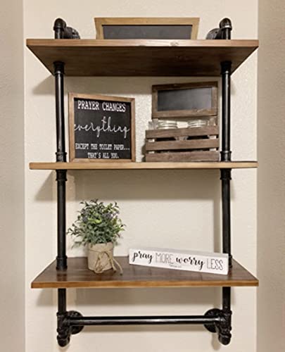 Industrial Pipe Bathroom Shelves Wall Mounted 3 Tier Bathroom Shelves Rustic Wall Pipe Shelving for Bathroom Decor
