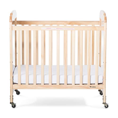 Foundations Serenity Clearview Fixed Side Wooden Baby Daycare Crib - Durable Wood Construction, Adjustable Mattress Board, Included Hygienic 3