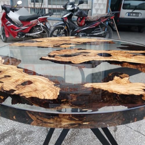 Handmade Transparent Look Epoxy Resin Round Table Centre Table Live Edge Table Console Table Living Room Table Patio Table End/Side Table Bar Counter Table (30