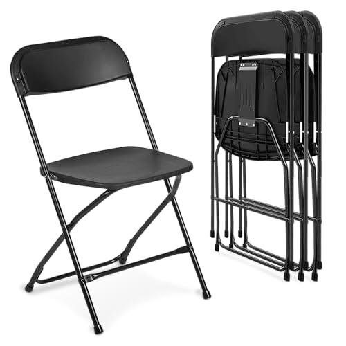 AJP Distributors 10 Pack 650 lb. Capacity Premium Plastic Folding Chairs Wedding Party Outdoor Indoor Office Meeting House Dinner Diner Black