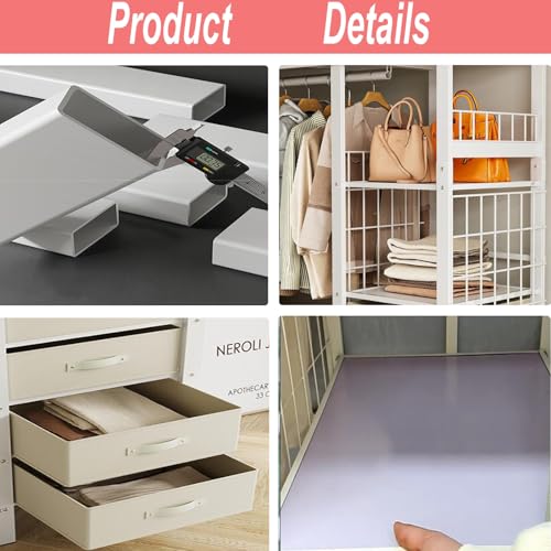 Foldable Clothing Rack with With 4 Drawers And 6 Shelves, Portable Closet Wardrobe, Heavy-Duty Metal Clothes Organizer Rack With Cover, Garment Rack for Cloakroom/Bedroom, Loads 1200LBS (150cm/59in)