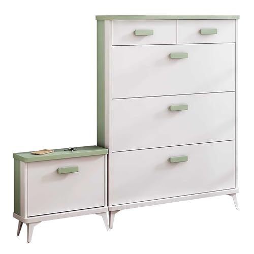 Shoe Storage Shoe Cabinet for Entryway Slim Hidden Shoe Cabinet with Small Shoe Bench Shoe Storage Organiser with Flip Drawers for Hallway