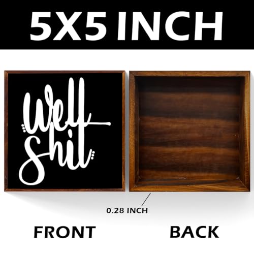 Funny Bathroom Decor Wood Box.Put the Lid Down the Dog Has a Drinking Problem，Bathroom Wooden Box Decorative Sign Home Rustic Farmhouse Bathroom Decor Sign for Desk Shelf Decor 5 x 5 Inches.（black）