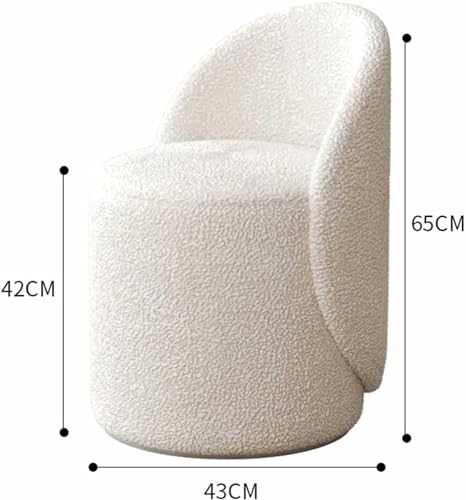 Faux Lamb Velvet Makeup Chair with Backrest,Dressing Table Stool,Comfortable Seat Stool,Soft Padded Seat Dining Chairs,for Living Room, Bedroom,Dressing Table,Rotatable,D