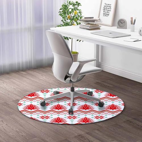 Round Rug 39 in Dog Office Desk Chair Mat Cartoon Heavy Duty Floor Protector Multi-Purpose Low Pile Desk Rug for Home Office