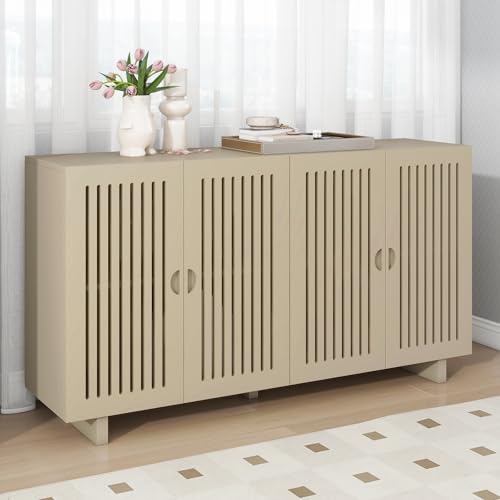 Sideboard Buffet Cabinet Modern Style Sideboard with Superior Storage Space Retro Console Table Hollow Door Design and 2 Adjustable Shelves for Home Living Room Entryway