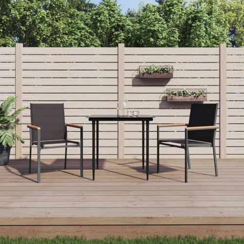 3 Piece Patio Dining Set, Balcony Sets for Apartments Outside Patio Outdoor Set Modern Outdoor Furniture Suitable for Hotels Patio Resorts Apartments, Black Textilene and Steel