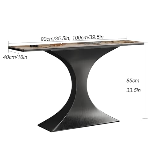 Console Tables for Entryway, Narrow Entryway Table, Rustic Sofa Table, Modern Console Table with Geometric Base, for Hallway, Foyer, Sofa, Living Room(Color:Black,Size:90cm/35.5in)