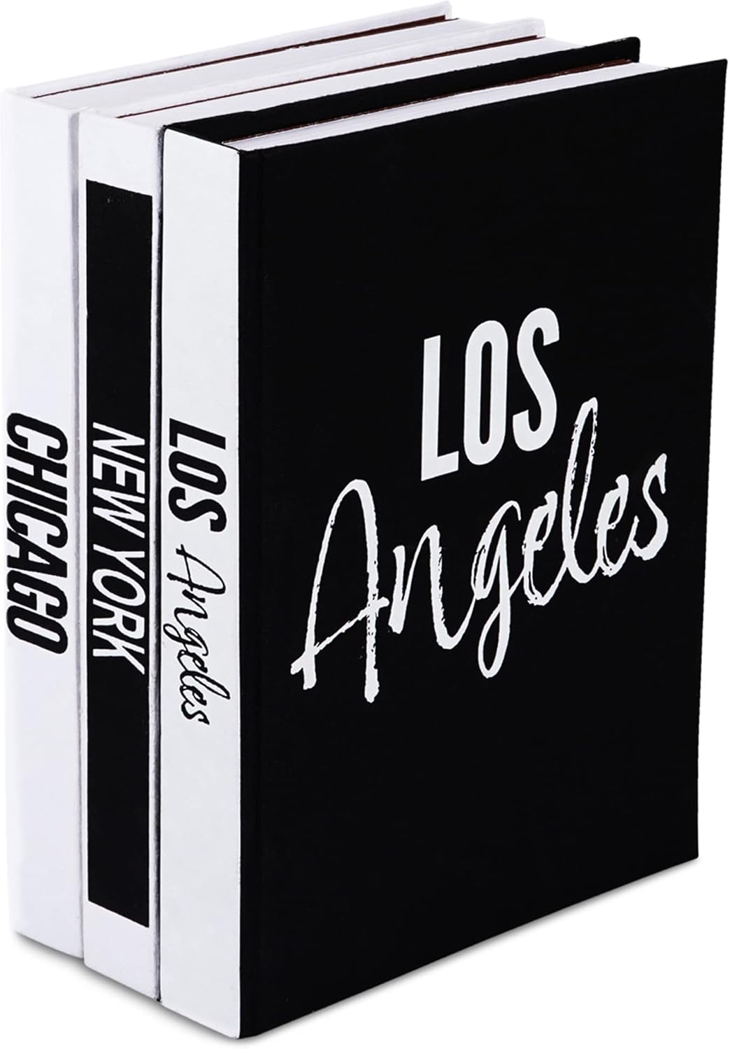 Set of 3 Decorative Books for Home Decor –New York, Chicago, Los Angeles Hardcover Journal w/ 160 Blank Unlined Pages Per Book - Designer Books for Coffee Table –Stackable Faux Books