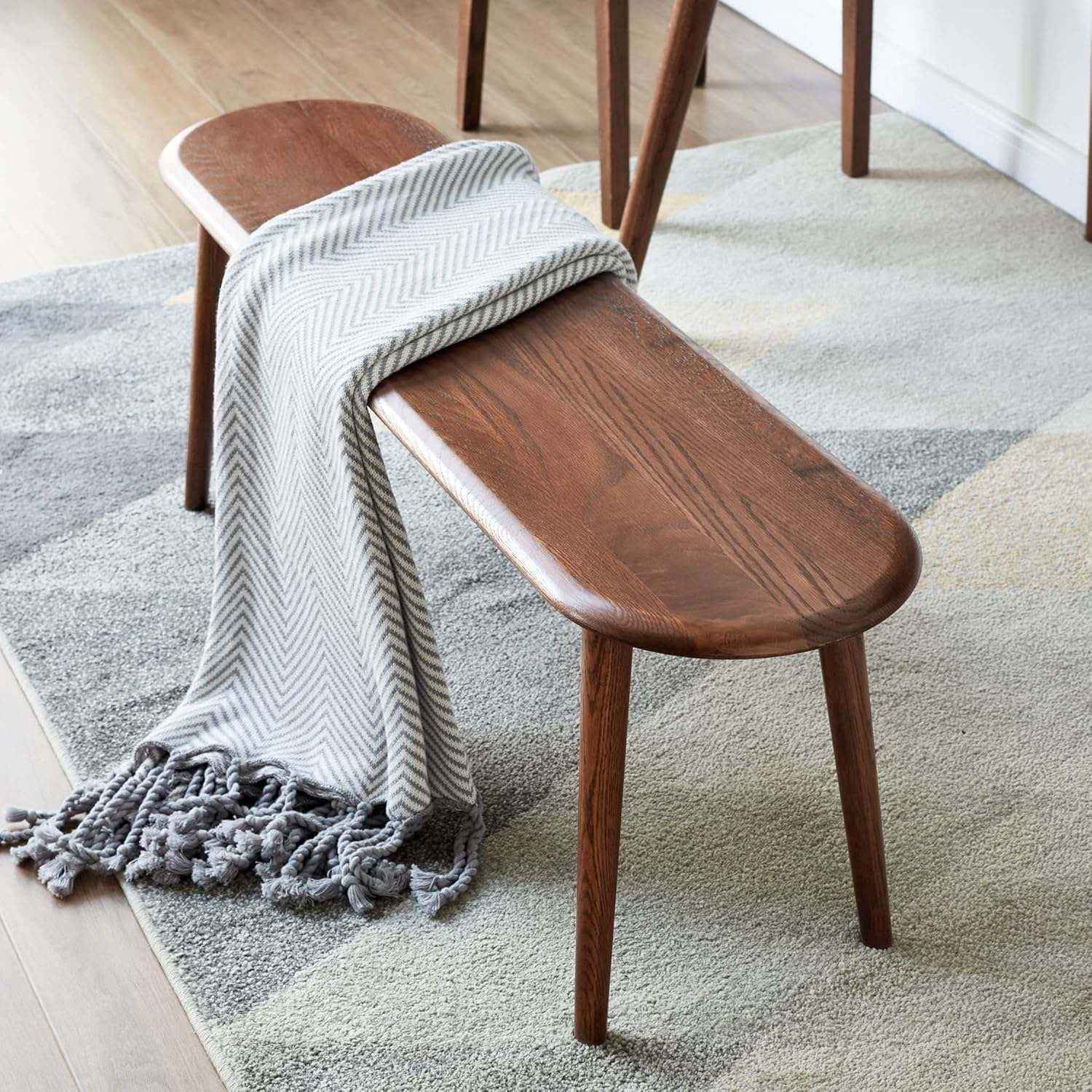 Yoluckea Oak Wood Dining Bench Classic Rectangle Table Bench Simple Elegant Solid 2-3 Seater Bench for Kitchen Dining Room Living Room Entrway(47.24