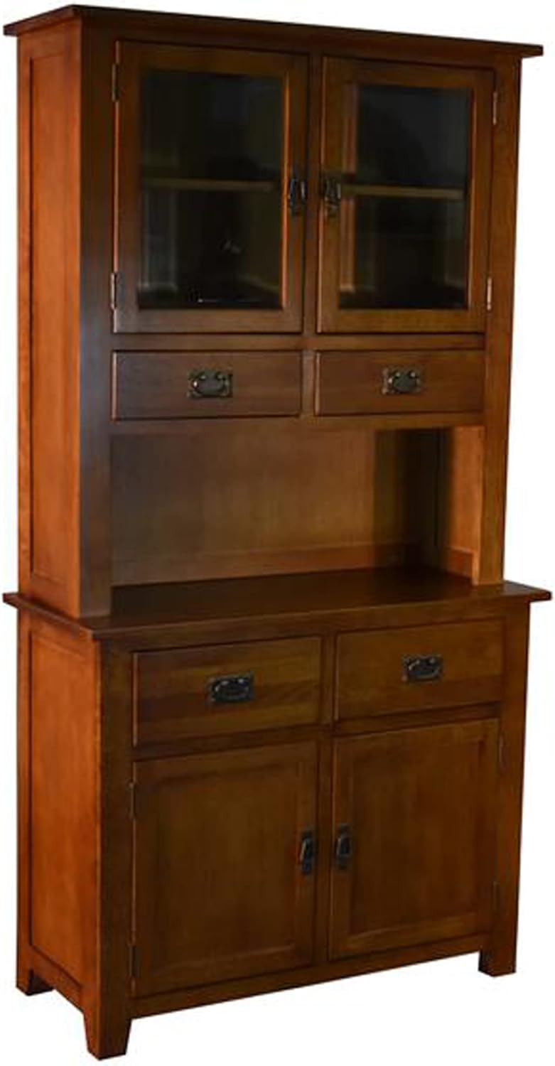 Crafters and Weavers Mission 4 Door & 4 Drawer China Cabinet - Michael's Cherry - 42inch, Brown