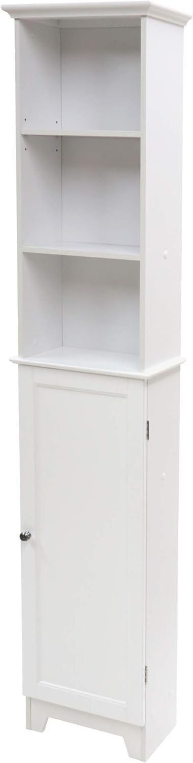 Redmon Shaker Style Tall Floor Shelf with Lower Cabinet, White