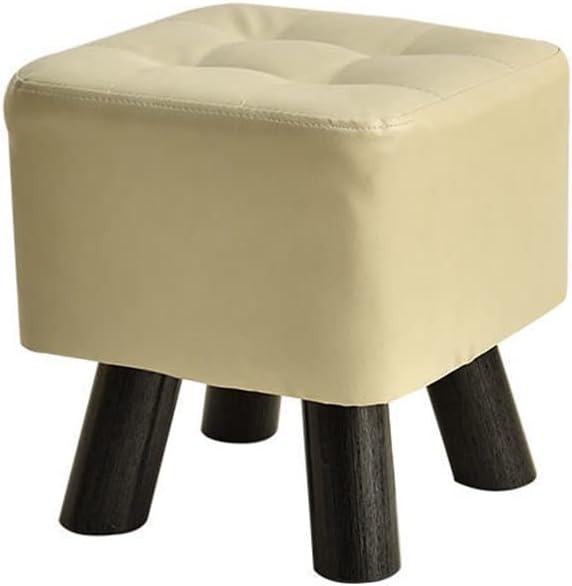 Footstool Home Solid Wood Stool Fashion Living Room Furniture Sofa Stool Ottomans Changing Shoe Stool Coffee Table Stool (Color : Argento, Size : 29x29x30 cm)