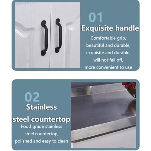 Heavy Duty Table with Cabinet,Stainless Steel Kitchen Prep,Commercial Stainless Steel Kitchen Food Prep Work Table Bench Top,Double Doors, Strong Load-Bearing Capacity.