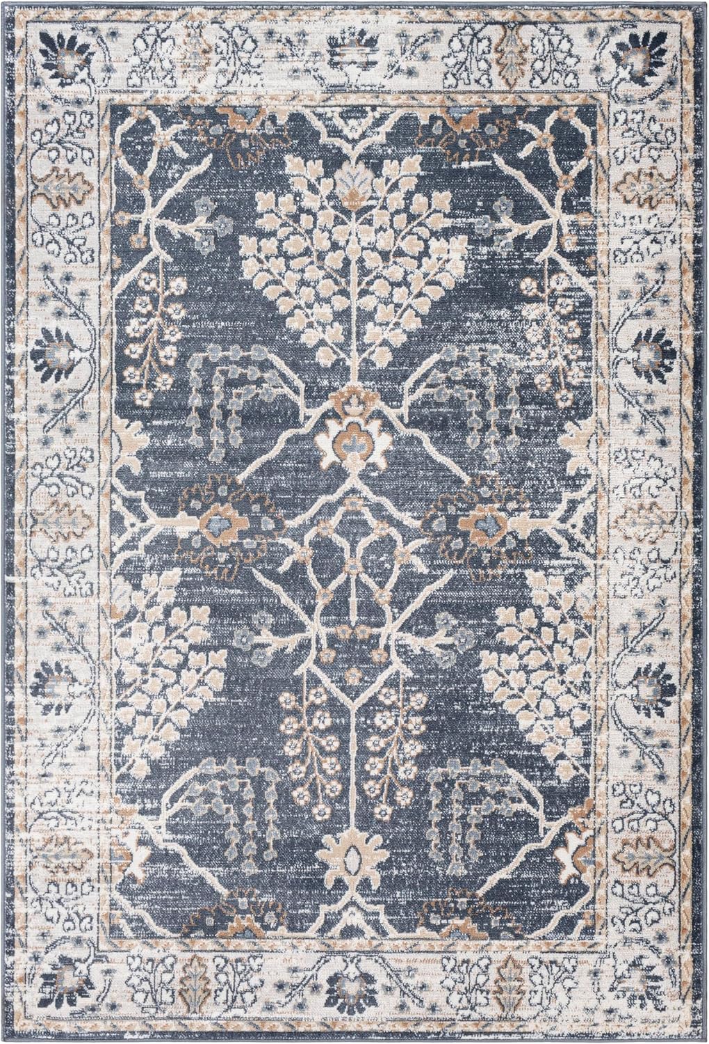 Mark&Day Area Rugs, 5x7 Beswerd Traditional Camel Area Rug, Cream Grey Carpet for Living Room, Bedroom or Kitchen (5'2