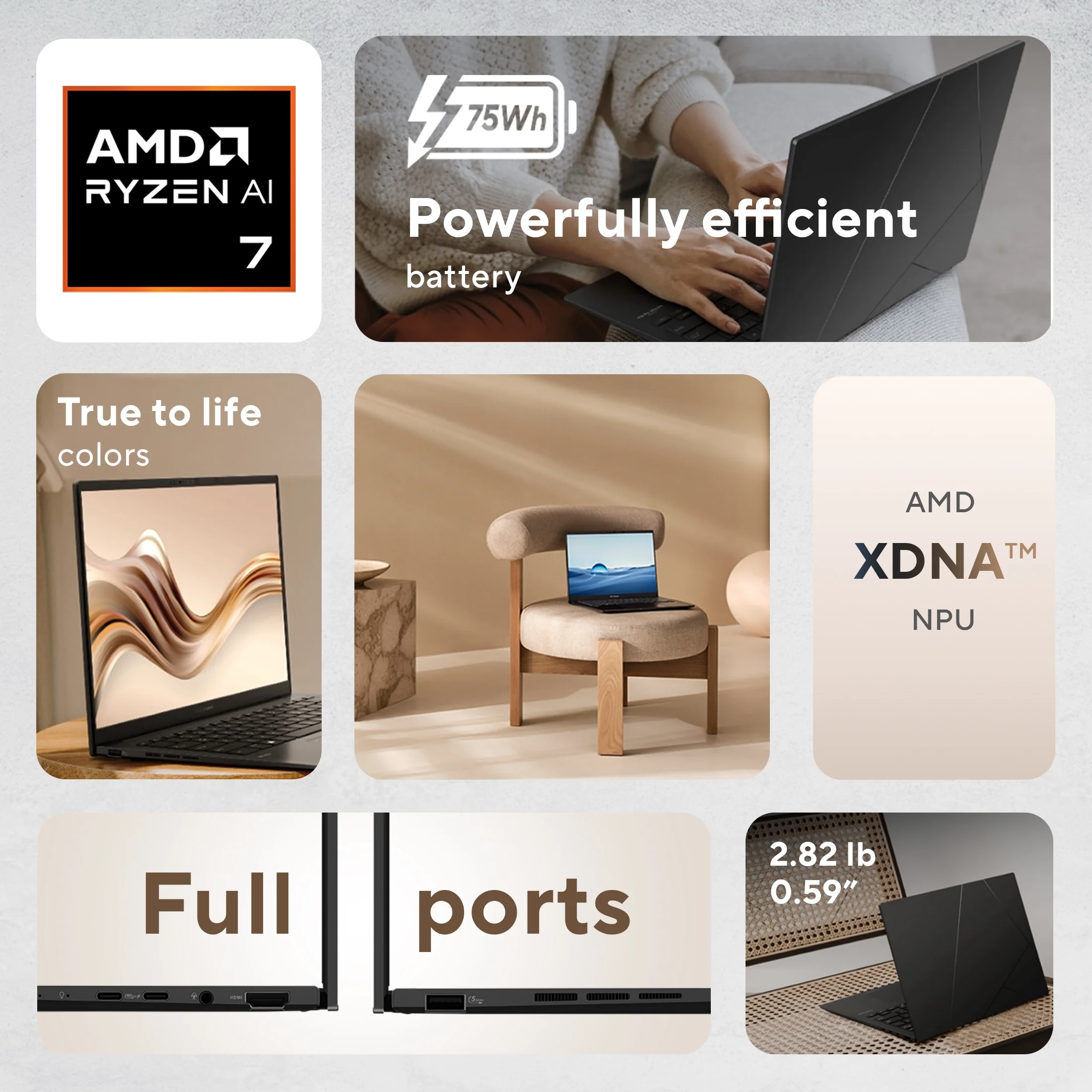 ASUS Zenbook 14 OLED Touch 14” WUXGA CopilotPC+ Laptop AMD Ryzen AI 7 350 AMD Radeon Graphics, 32GB RAM, 1TB NVMe SSD, Jade Black