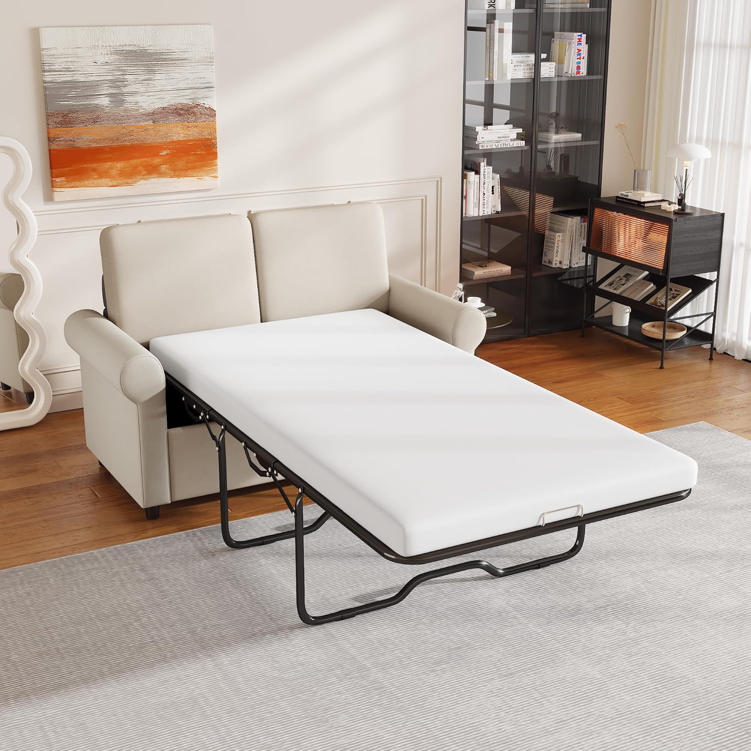 NicBex Pullout Couch Bed Comfy Sofa Pull Out Sleeper Chair Convertible Chair to Bed Pull Out Sofa Bed 2-in-1 Pull Out Couch Bed for Living Room, Small Apartment, Beige