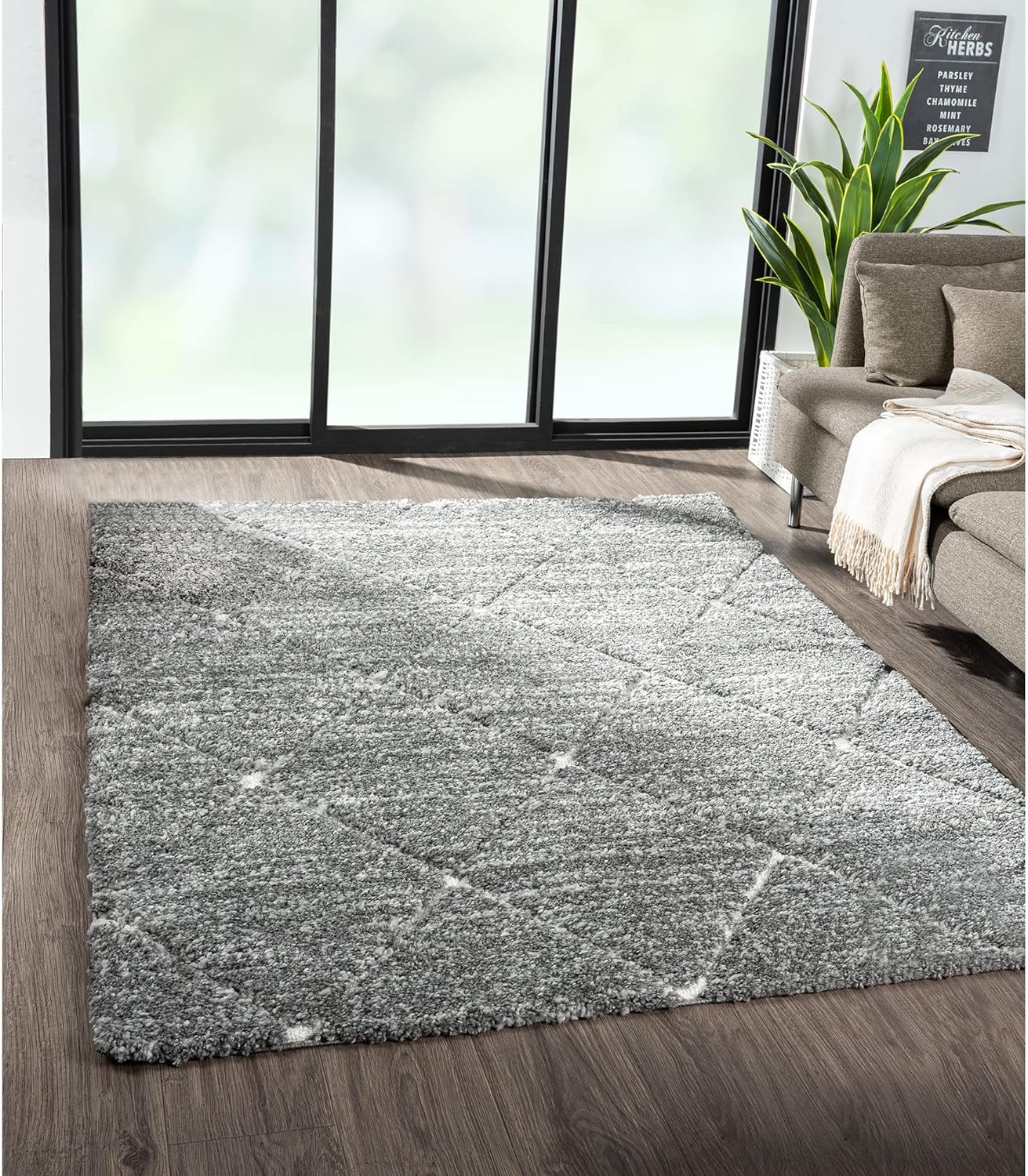 Madison Park Sophie Woven Turkish Area Rugs for Living Room, Indoor Dining Accent Modern Home Décor, Ultra Soft Floor Carpets for Dining Room, 5'W x 7'L Grey/Cream