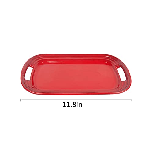 Serving Tray Tray Serving Tray with Handle Non-Slip Multifunctional Porcelain Tray for Restaurant Party Coffee Table 11.8 Inch Serving Trays for Entertaining Pallets (Color : Grey)