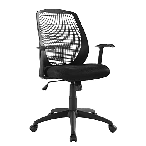 Modway Intrepid Mesh Adjustable Swivel Computer Desk Office Chair In Black