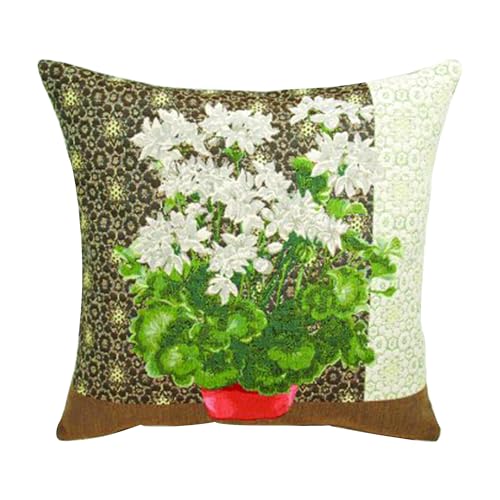 Charlotte Home Furnishings Decorative Pillow Covers for Bed 19x19 in Tapestry Throw Pillow Cover for Living Room Decor Perroquet French Country Floral Pillow Covers Soft Cotton Jacquard Woven