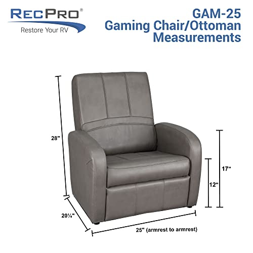 RecPro Charles RV Gaming Chair Ottoman Conversion | Built-in Storage | RV Furniture | Great for Teens | Chestnut | 2 Pack