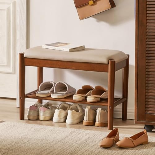 Shoe Bench with Cushion Seating, Storage Organizer with Storage,entryway Bench Seat,Wooden Change Cushioned Seat, Compact and Narrow, for Entryway, Hallway, Closet (Size : 60 * 30 * 40cm)