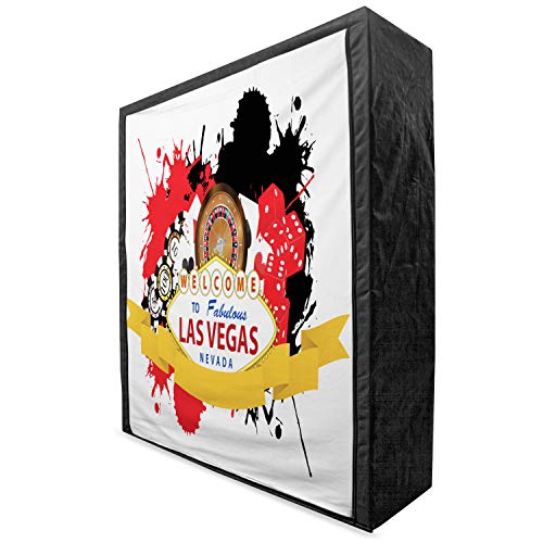 Ambesonne Las Vegas Portable Fabric Wardrobe, Entertainment Gamble Game Dice Leisure Fortune Evocative Welcome Pictogram, Clothing Organizer and Storage Closet with Shelves, 42.5