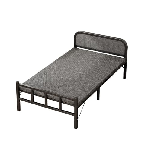 Fold Up Bed Queen Size Easy Set Up, No Assembly Required, Space Saving, Sturdy Support, Comfy Headrest, Multi-Purpose for Guests, Hospital Stay or Nap - Reinforced Steel Frame with Soft Headboard(90*1
