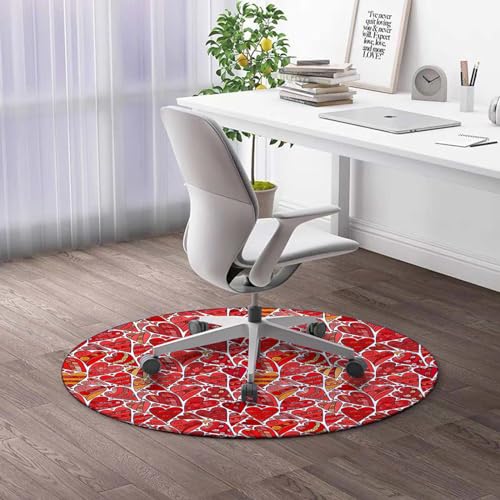 Round Rug 39 in Abstract Flowers Chair Mats for Low Pile Watercolor Floral Thick Floor Mats for Low Thick and Sturdy Desk Chair mat for Carpets