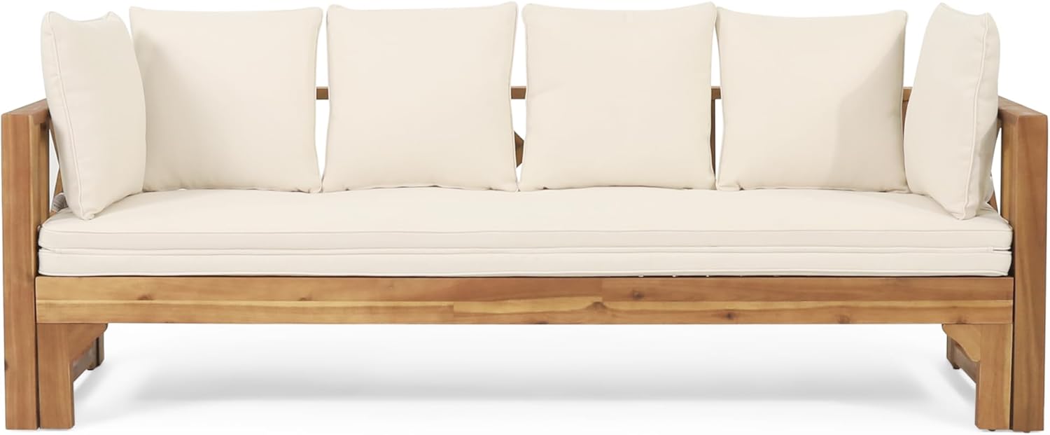 Christopher Knight Home Varney Outdoor Extendable Acacia Wood Daybed Sofa, 78.5 