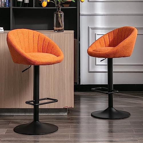 Swivel Bar Stools Bar Height set of 4 with Back Adjustable Counter Height Barstools, Modern Upholstered Stools for Kitchen Island Chairs with Black Legs for Home Bar/Pub, Grey Terrycloth