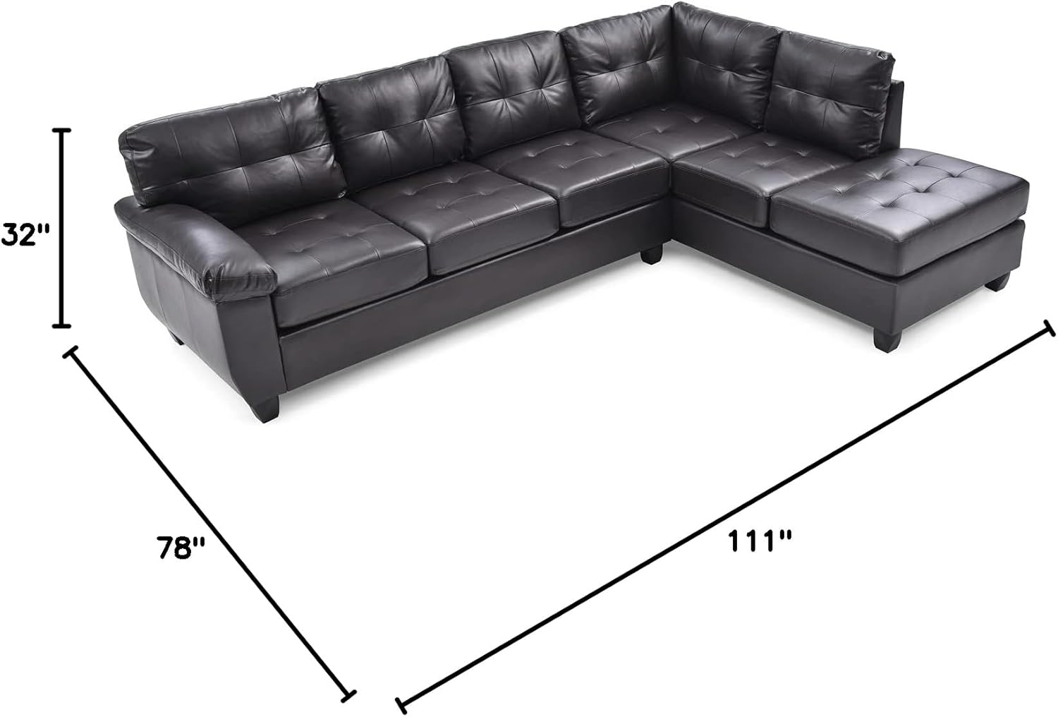 Glory Furniture Gallant Faux Leather Sectional in Cappuccino