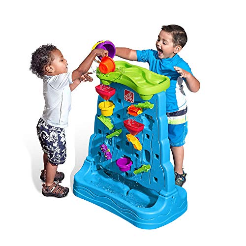 Step2 Waterfall Discovery Wall, Kids Double-Sided Water and Sand Activity Sensory Table, Summer Outdoor Toys, 13 Piece Toy Accessories, For Toddlers 1.5+ Years Old