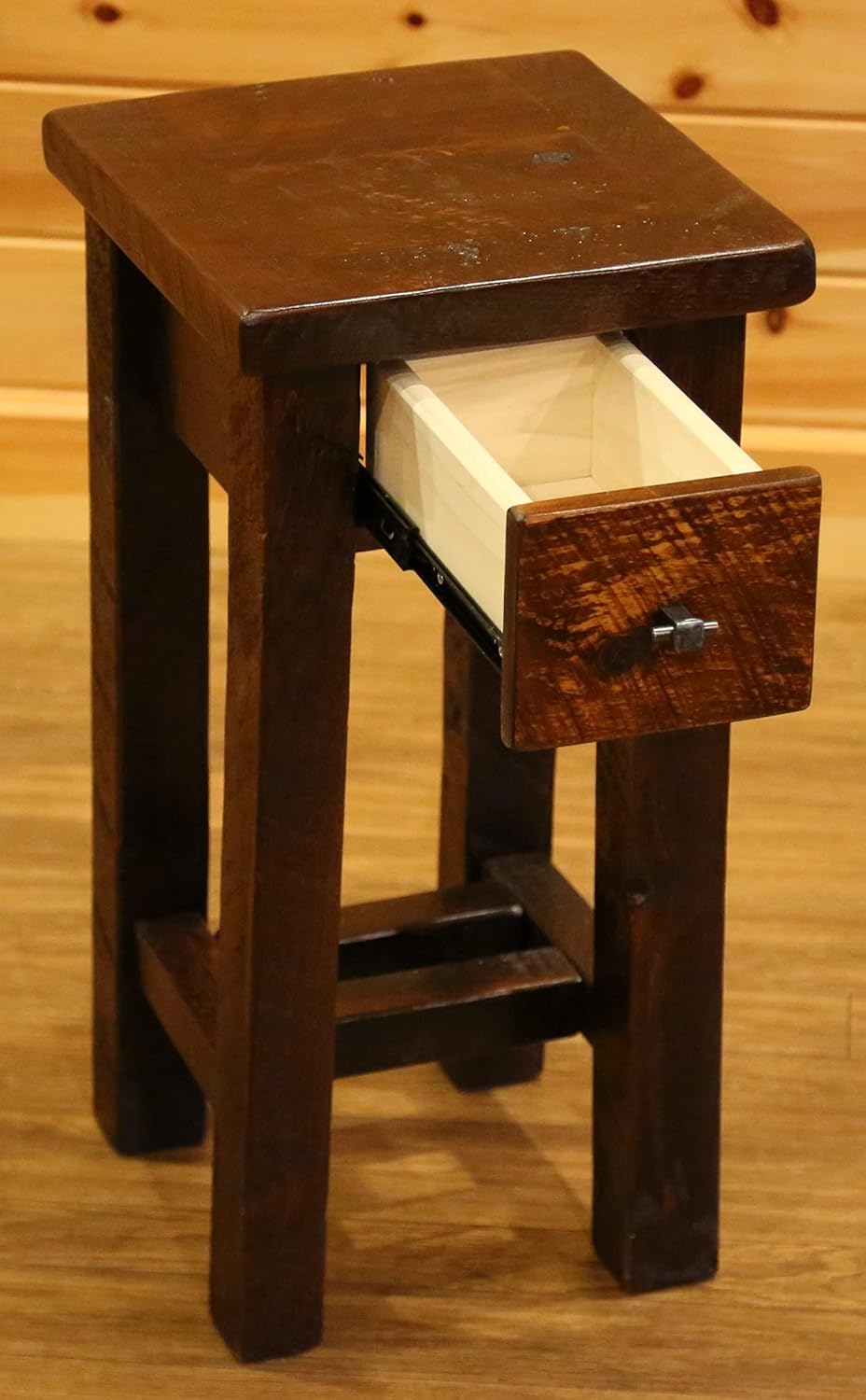 Farmhouse Timber Peg Small Nightstand with Drawer