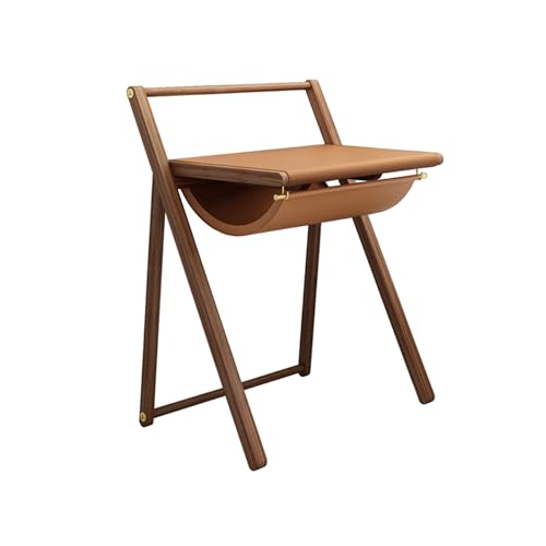 Computer Desk Side Table Modern Home Wooden Desk 28-inch Small Desk with Leather Table Mat Creative Study Writing Desk with Unique Storage Space Gaming Desk Large Desk(Size:Teak) (One