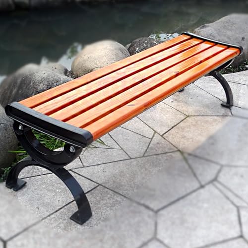 Outdoor Bench Seat - Backless Patio Garden Bench Chair , with Metal Frame and Corrosion-Resistant Solid Wood Seats, Perfect for Backyard, Deck, Lawn, Poolside, Outdoor Furniture ( Color : No back , Si
