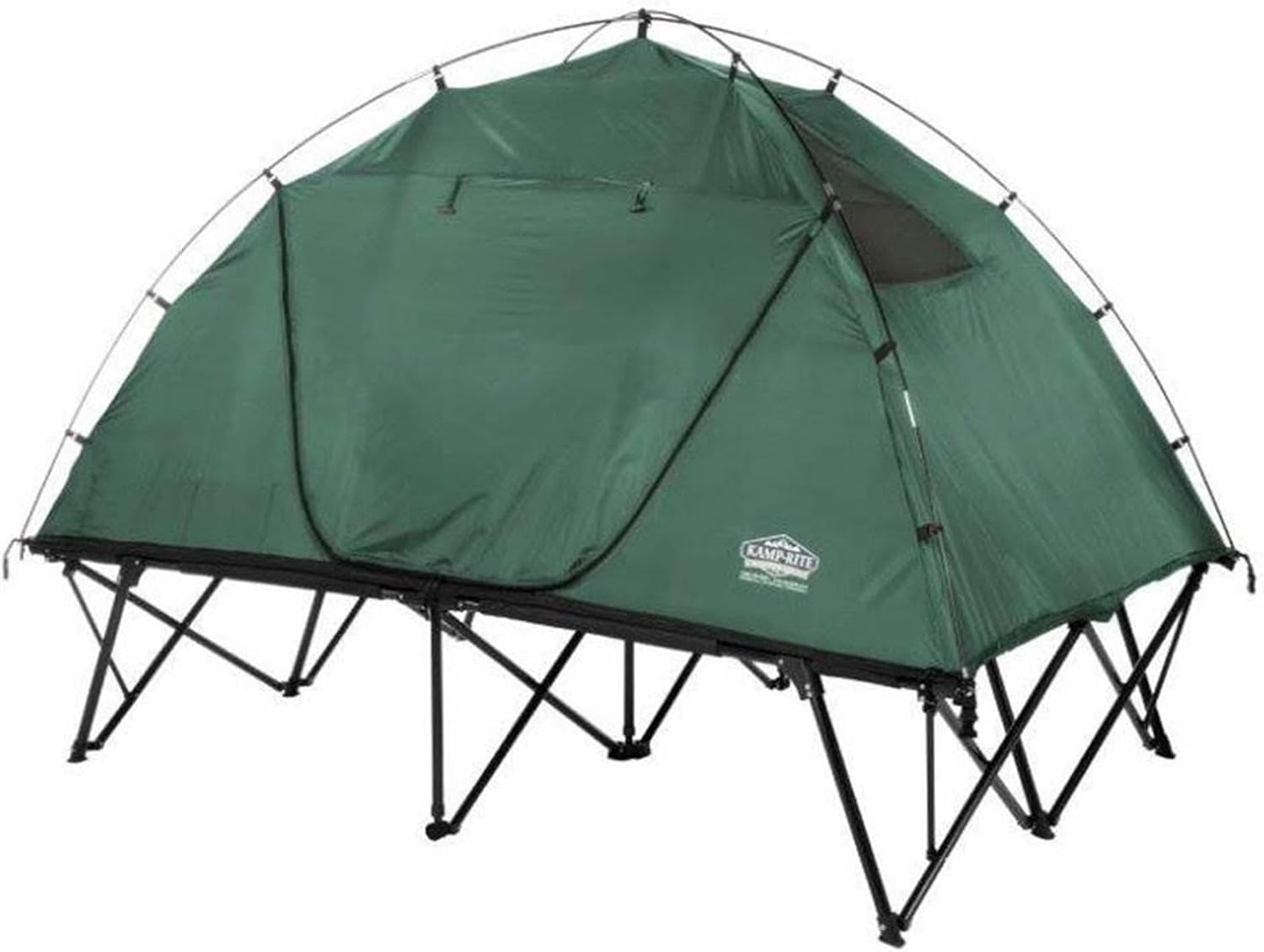 Kamp-Rite Double CTC Compact Quick Setup 2 Person Tent Cot, Chair and Tent with Rain Fly, 600 D Roller Wheeled Carry Bag & 190T Carry Bag, Green