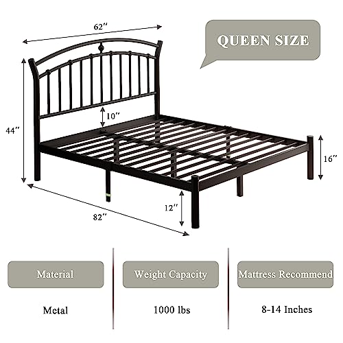 Feonase Full Size White Bed Frame, Heavy-duty Metal Bed Frame with 13 Hardened Steel Slats, 12