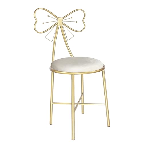 Vanity Stool Chair for Makeup,Modern Velvet Butterfly Accent Chair,Pink Cute Girls Bow Knot Backrest Chair with Golden Leg for Living Room,Bedroom,Vanity,Office,Reading Nook