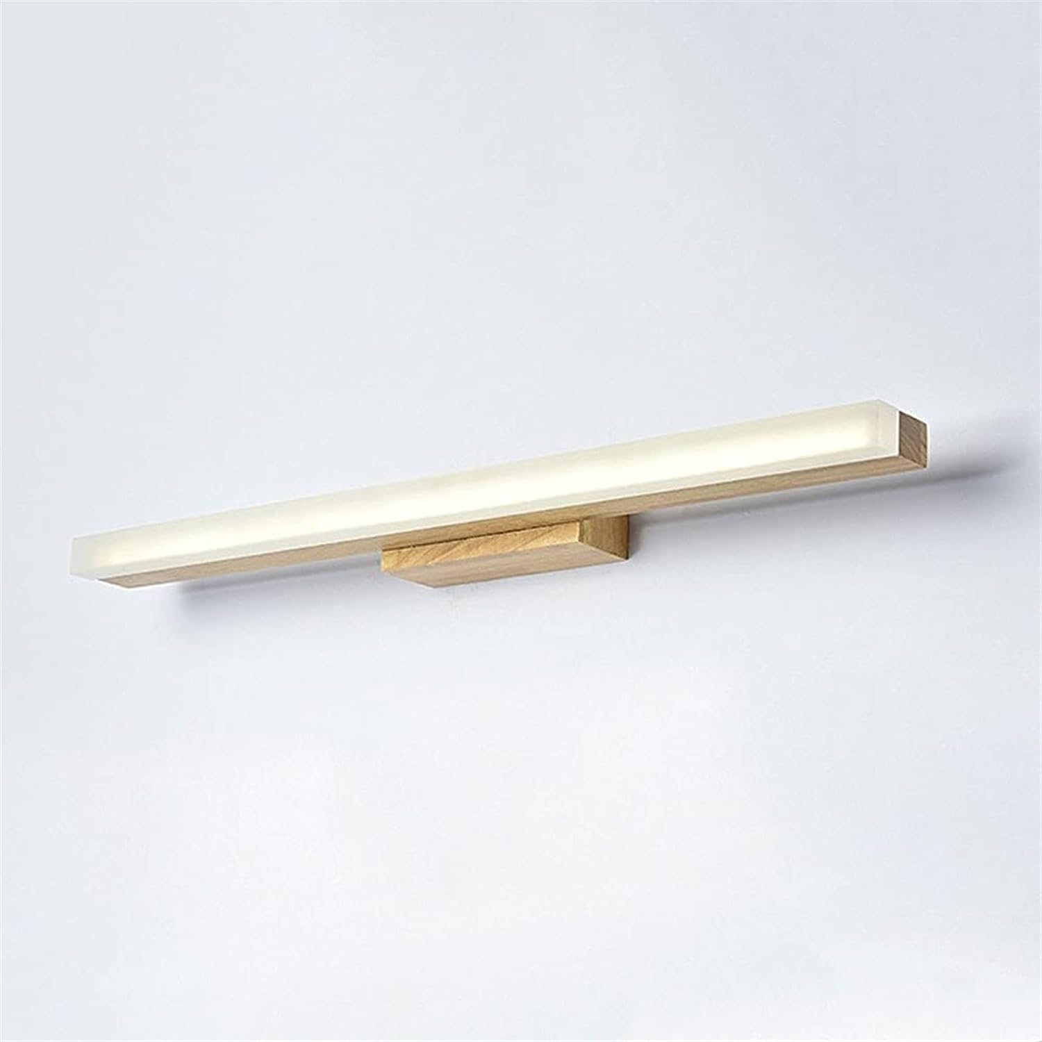 Nordic Wood Vanity Light LED Linear Bathroom Mirror Lamp Modern Long Strip Vanity Wall Sconce Simplicity Wooden Mirror Front Lighting Fixtures for Makeup Washroom Dressing Table